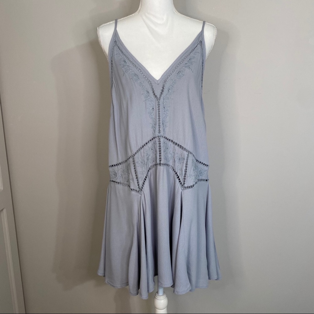 ASTR Periwinkle Embroidered Midi Dress